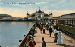 Arrival Of Train At Great Salt Lake Salt Lake City, UT Postcard Postcard