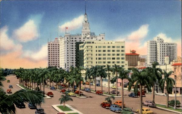 Biscayne Blvd Looking South, N. E. 5th Street Miami Florida