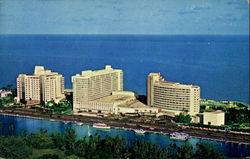 Luxurious Hotels Line The Golden Sands Postcard