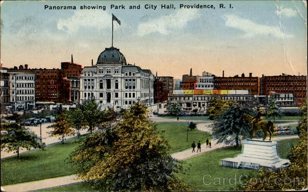 Panorama Showing Park And City Hall Providence Rhode Island