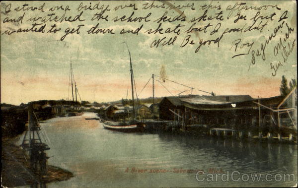 A River Scene Sebewaing Michigan