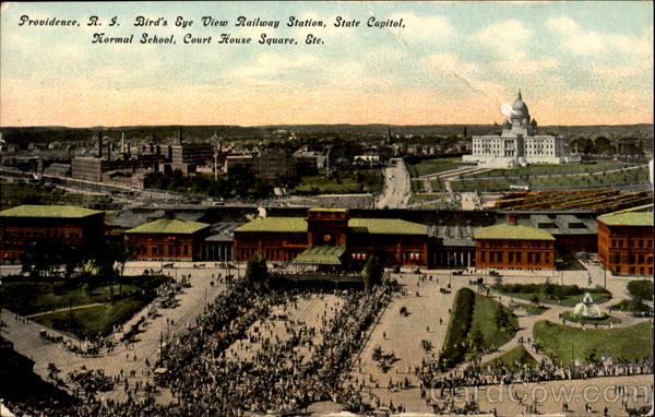 Bird's Eye View Railway Station, Court House Square Providence Rhode Island