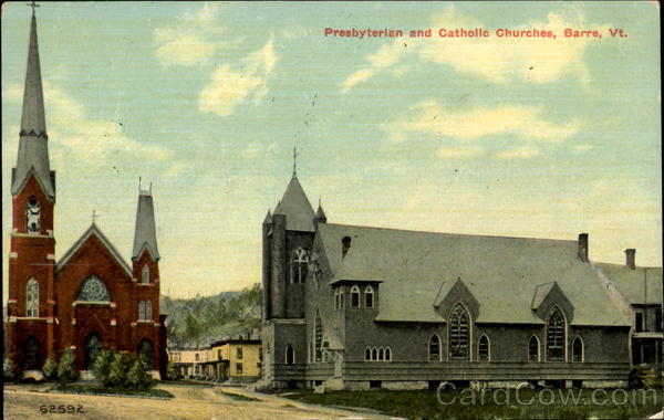 Presbyterian And Catholic Churches Barre Vermont