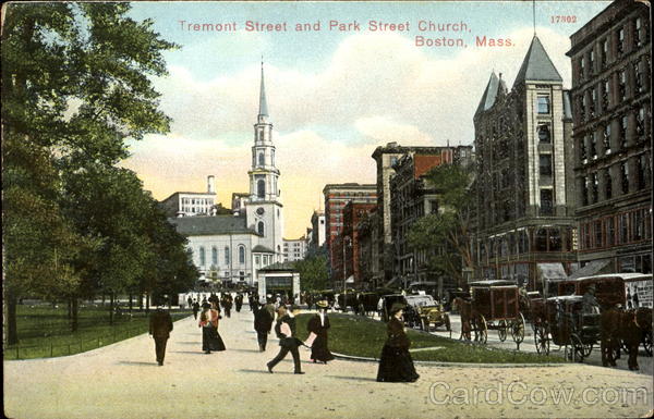 Tremont Street And Park Street Church Boston Massachusetts