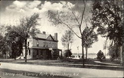 Library And Library Park Ogdensburg, NY Postcard Postcard