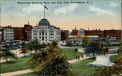 Panorama Showing Park And City Hall Postcard