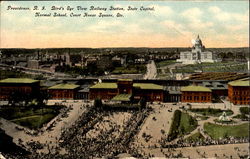 Bird's Eye View Railway Station, Court House Square Providence, RI Postcard Postcard