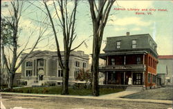 Aldrich Library And City Hotel Barre, VT Postcard Postcard