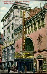 Washington Street From Eliot Showing Globe Theatre Postcard