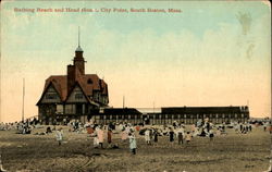 Bathing Beach And Head House, City Point Postcard