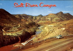 Mountain Highway Through Salt River Canyon, Hyway 60 Scenic, AZ Postcard Postcard