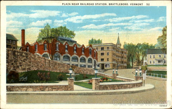Plaza Near Railroad Station Brattleboro Vermont