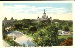 Memorial Arch And State Capitol, Garden Hotel Postcard