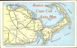 Boston To Cape Cod Auto Map Postcard