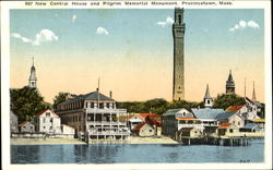New Central House And Pilgrim Memorial Monument Provincetown, MA Postcard Postcard