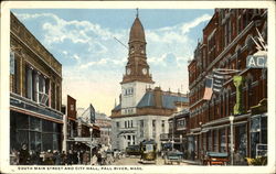 South Main Street And City Hall Fall River, MA Postcard Postcard