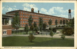 Woodside Cotton Mill Greenville, SC Postcard Postcard