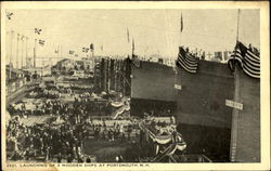 Launching Of 3 Wooden Ships Postcard