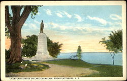 Champlain Statue On Lake Champlain Plattsburgh, NY Postcard Postcard