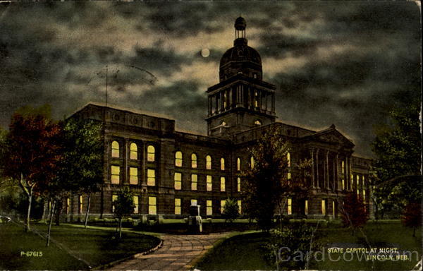 State Capitol At Night Lincoln Nebraska