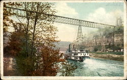 Str. Falls City Passing High Bridge Kentucky Steamers Postcard Postcard