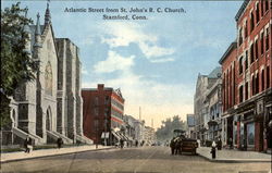 Atlantic Street From St. John's R. C. Church Stamford, CT Postcard Postcard