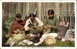 Native Women Weaving Baskets Postcard