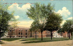 Library And High School Postcard