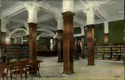 Interior Of Public Library Cedar Rapids, IA Postcard Postcard