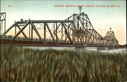 Illinois Central Draw Bridge Council Bluffs, IA Postcard Postcard