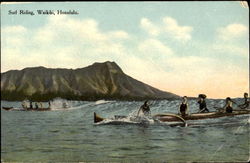 Surf Riding, Waikiki Postcard