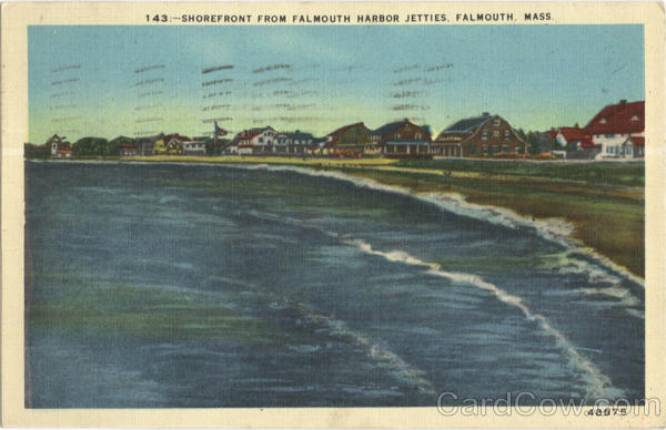 Shorefront From Falmouth Harbor Jetties Massachusetts