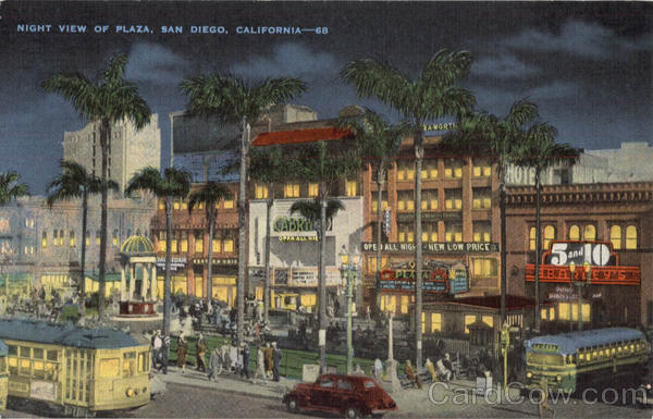 Night View Of Plaza San Diego California