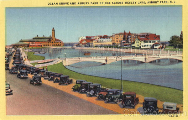 Ocean Grove and Asbury Park Bridge Across Wesley Lake New Jersey