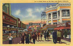 A Daily Scene on the Pike Long Beach, CA Postcard Postcard