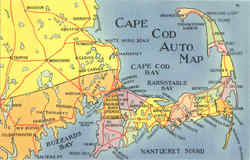 Cape Cod Auto Map Massachusetts Postcard Postcard