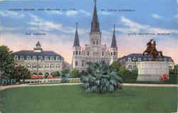 Jackson Square, St. Louis Cathedral, The Cabildo, State Historical Museum Postcard