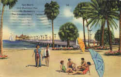 Spa Beach and Municipal Pier St. Petersburg, FL Postcard Postcard