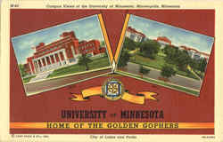 Campus Views of the University of Minnesota Minneapolis, MN Postcard Postcard