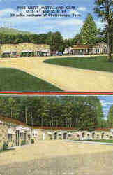 Pine Crest Motel and Café, U. S. 41 and U. S. 64 Postcard