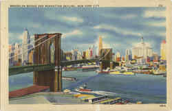 Brooklyn Bridge and Manhattan Skyline New York City, NY Postcard Postcard