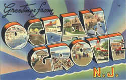 Greetings from Ocean Grove Large Letter New Jersey Postcard Postcard