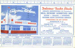 California Kitchens Diner 1941 Calendar Postcard
