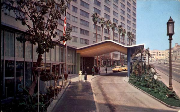 Entrance Statler Hotel, Wilshire Blvd Los Angeles California