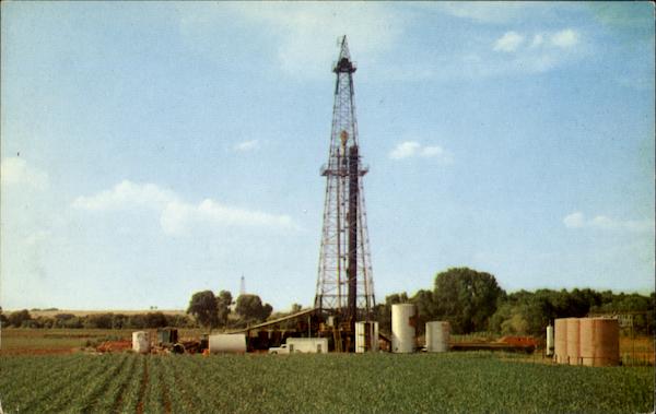 Broom Corn And Oil Derrick California Oil Wells