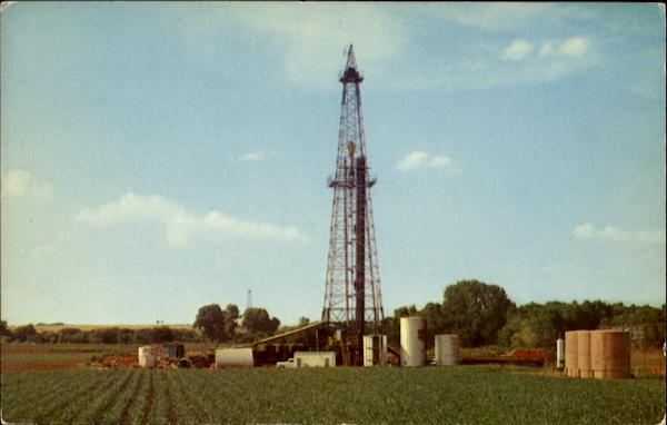 Broom Corn And Oil Derrick Oil Wells