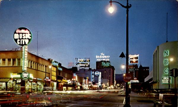 Looking Up Vine Street From Sunset Boulevard Hollywood California
