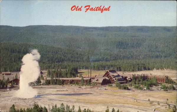 Old Faithful Geyser And Inn Yellostone National Park