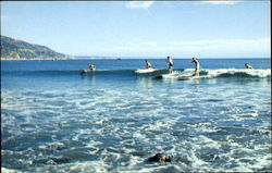 Surfing Waikiki In Southern California Surfing and Waterskiing Postcard Postcard