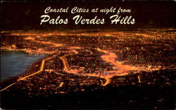 Coastal Cities At Night From Palos Verdes Hills Postcard